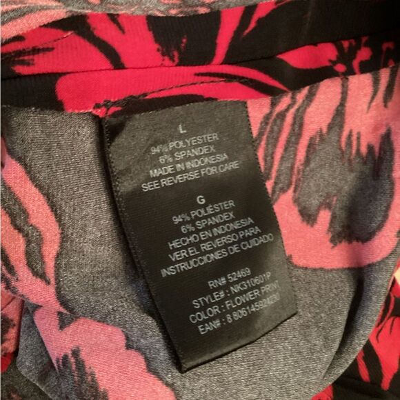 NORMA KAMALI SIZE LARGE BLACK RED FLORAL SLEEVELESS  WRAP DRESS - Picture 7 of 7